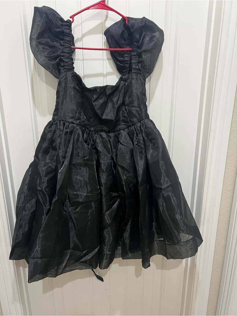 Black Mini Dress with Dramatic Puff Shoulders